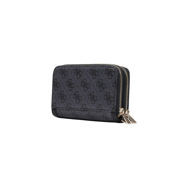 Noir guess Portefeuille femme Coleen Logo en polyuréthane gris 16 cm avec motif logo répété et fermetures éclair dorées