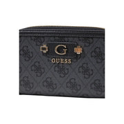 Noir guess Portefeuille femme Coleen Logo en polyuréthane gris avec motif monogramme et finitions dorées.