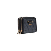 Noir Guess Portefeuille femme Coleen en polyuréthane gris avec logo, fermetures éclair et détails métalliques dorés, 16 cm