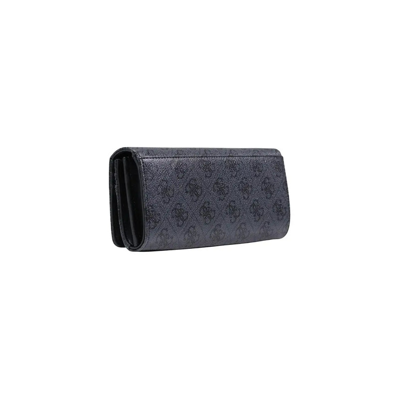 texture gris foncé Guess Portefeuille femme en polyuréthane uni avec motif logo en relief répété, dimensions 10 x 20 x 4 cm