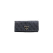 Gris foncé Guess Portefeuille pour femme en polyuréthane uni, orné d'un motif discret et répétitif et d'un logo triangulaire métallique.