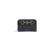 à motifs bleu foncé guess Portefeuille femme avec fermoir mors doré, fermeture éclair grise, poches intérieures, dimensions 14 x 9 x 2,5 cm