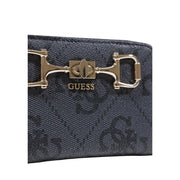 texture gris foncé Guess Portefeuille femme avec fermoir mors doré et poches intérieures zippées, dimensions 14 x 9 x 2,5 cm