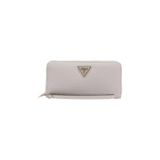 cuir texturé gris clair guess Portefeuille pour femme avec logo triangulaire et tirette de fermeture éclair en polyuréthane gris