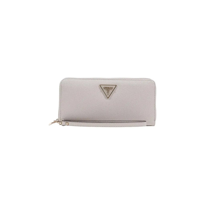 cuir texturé gris clair guess Portefeuille pour femme avec logo triangulaire et tirette de fermeture éclair en polyuréthane gris