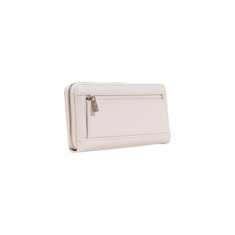 Guess Portefeuille femme en polyuréthane gris anthracite avec fermeture éclair argentée et surpiqûres discrètes 20 x 10 x 3 cm