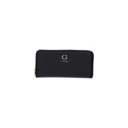 Noir Guess Portefeuille zippé pour femme, grand format, en polyuréthane, au design minimaliste et élégant, avec un logo argenté discret en relief sur le devant.