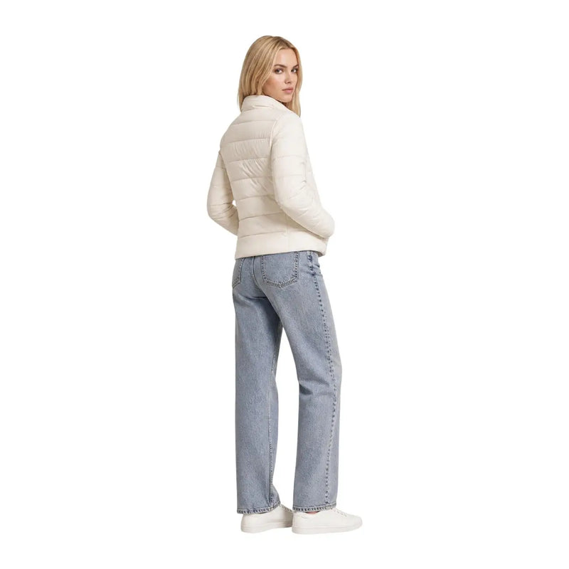 Doudoune matelassée couleur crème à col montant et manches longues en polyester de Guess femmes