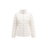 Guess Doudoune blanche matelassée en polyester pour femme, avec col montant et fermeture éclair pour une chaleur optimale au niveau du col roulé.