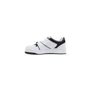 Guess women white and black polyurethane lace up low-top sneakers with contrasting panels and chunky sole