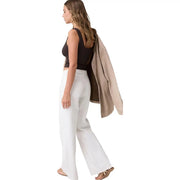 Guess Pantalon large pour femme, longueur cheville, en lyocell de coton blanc, coupe droite et épurée.
