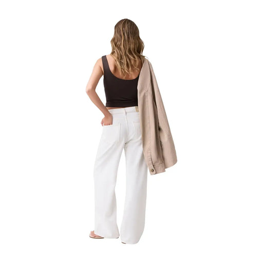 Guess Pantalon large pour femme en lyocell de coton blanc, coupe cheville, coupe ample.