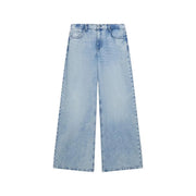 Guess Jean ample et large pour femme, en mélange de lyocell bleu, avec une coupe décontractée à jambes larges et poches avant.