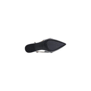 Guess womens grey slip on bow pointed toe shoe in silver metallic with black rubber sole and thin ankle strap
