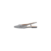 Guess womens grey silver metallic leather slingback flat shoe with pointed toe and subtle embellishments