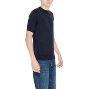 Hamaki-ho black cotton knit short-sleeved crew neck t-shirt for men with a soft breathable fabric
