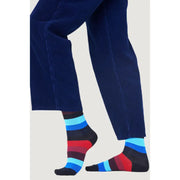 Dark blue pants with colorful striped socks from Happy Socks Men Underwear collection