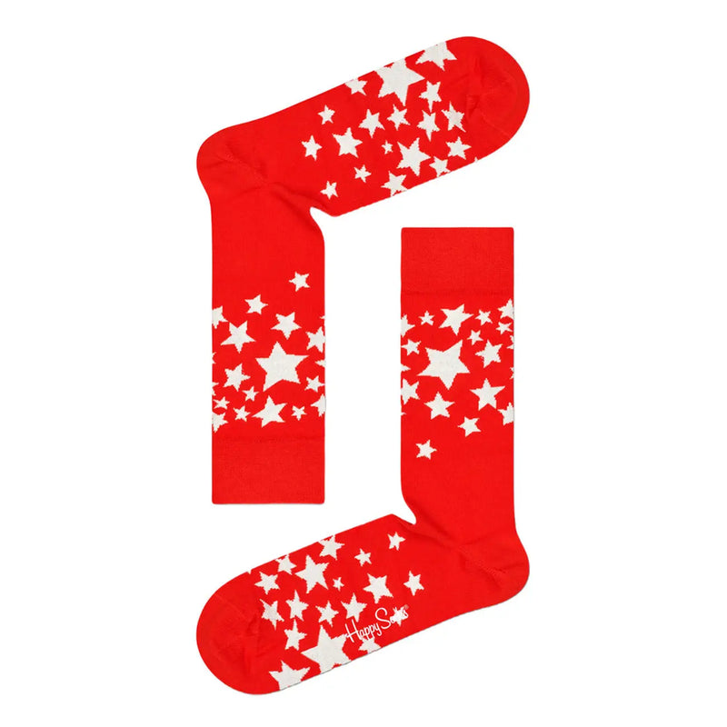 Happy Socks Sous-vêtements femme en coton rouge mélangé à motif d'étoiles blanches ludiques, taille S, design festif