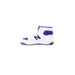 White and purple high-top New Balance women’s sneakers with prominent ’N’ logo