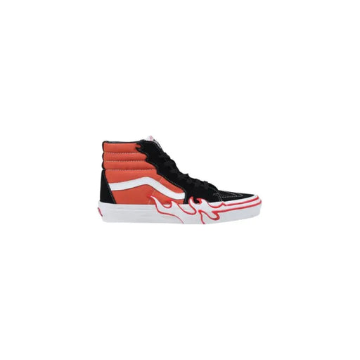 High-top Vans sneaker with flame design for stylish casual wear
