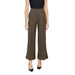 High-waisted olive green cropped wide-leg trousers with pressed pleats by Ichi