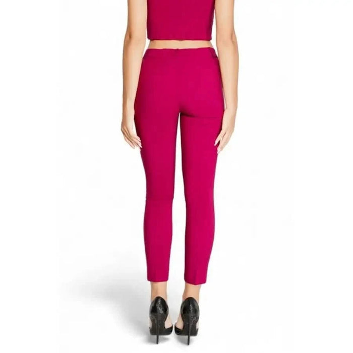 Hot pink cropped dress pants with a slim fit silhouette from Rinascimento Women Trousers