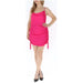 Hot pink satin mini dress by Vicolo, featuring stylish straps and 100% viscose fabric