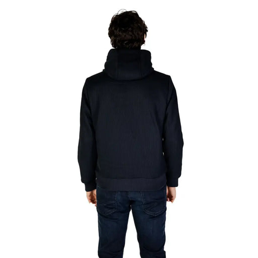 Sweat-shirt à capuche en maille côtelée noire assorti Hydra Clothing Blazer bleu en polyester zippé pour homme, idéal pour l'automne et l'hiver.