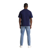 T-shirt Hydra bleu marine en coton pour homme, manches courtes, col rond et coupe décontractée.