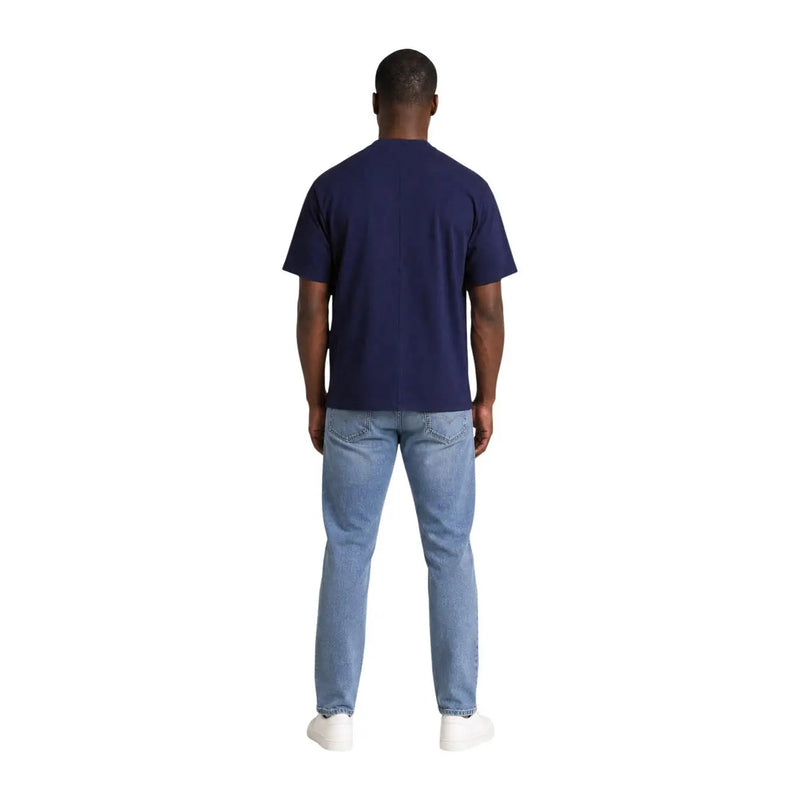 T-shirt Hydra bleu marine en coton pour homme, manches courtes, col rond et coupe décontractée.