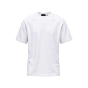T-shirt blanc Hydra pour homme, en coton, col rond, manches courtes, design minimaliste et étiquette de marque discrète au niveau du col.