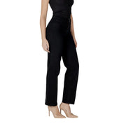Ichi women black cotton stretch jeans featuring high-rise, straight-leg cut with a sleek modern design