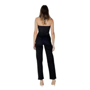 Ichi Jean noir en coton stretch taille haute à jambes droites pour femme