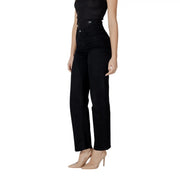 Ichi women black high-waisted cotton stretch jeans with a straight-leg cut and subtle waistband logo