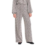 Ichi women brown print wide-leg trousers with black and white zebra print and flowing relaxed fit fall winter collection