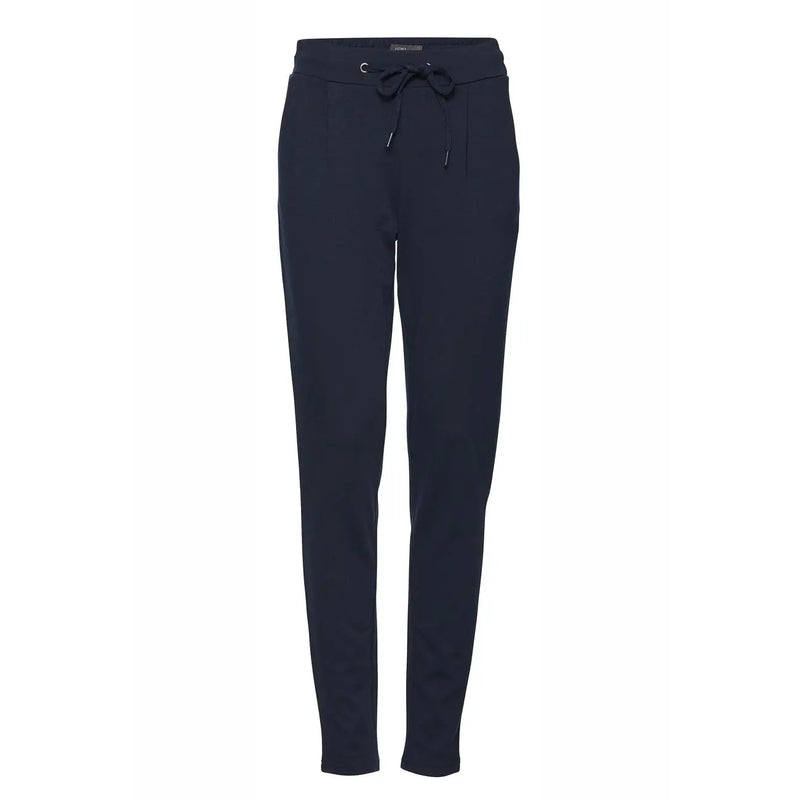 Pantalon de jogging bleu marine foncé coupe slim avec taille élastiquée à cordon et poches avant par ichi Pantalon femme beige en dentelle 20105036