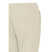 Ichi Pantalon femme beige en dentelle avec taille élastiquée à cordon et poches avant discrètes, idéal pour le sport