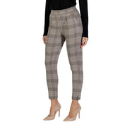 Ichi gray and black plaid high-waisted tailored trousers