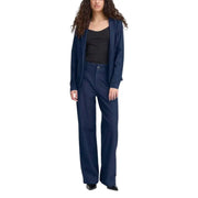 Ichi navy blue tailored blazer and wide-leg trousers set