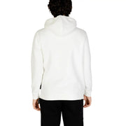Icon Sweat-shirt à capuche blanc pour homme en mélange de coton, avec un tissu doux et lisse et des étiquettes de marque noires discrètes sur les poignets.