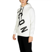 Icon Sweat-shirt à capuche blanc en mélange de coton pour homme avec des détails noirs audacieux icon inscription sur le devant