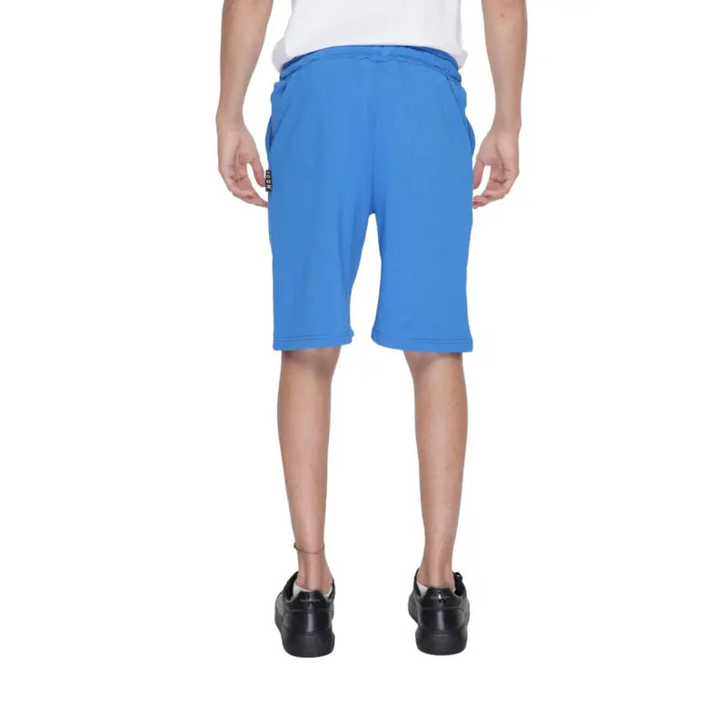Icon men light blue cotton shorts featuring a bright blue soft texture with a relaxed fit and elastic waistband