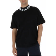 T-shirt noir à manches courtes icon T-shirt homme en coton blanc brodé icon logo autour du col