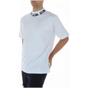 Coton blanc icon T-shirt homme à col rond et manches courtes, noir icon inscription autour du col