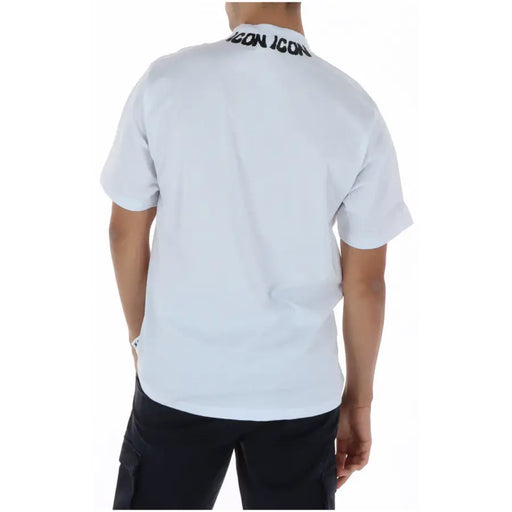 Coton blanc icon T-shirt homme à manches courtes et noir icon icon lettrage sur le col rond