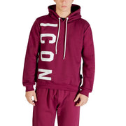 Icon Sweat à capuche pour homme en coton bordeaux avec logo vertical blanc éclatant icon lettrage et cordons de serrage assortis