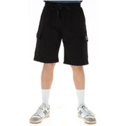 Icon Short cargo noir pour homme, avec taille élastiquée et poches latérales, vue de face