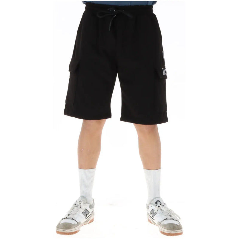 Icon Short cargo noir pour homme, avec taille élastiquée et poches latérales, vue de face