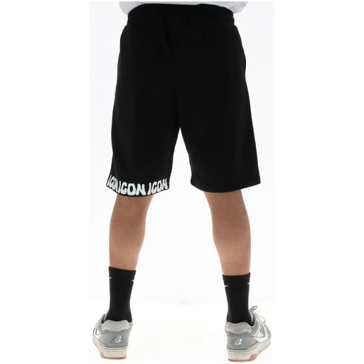 Icon short de sport pour homme noir et blanc icon icon Inscription le long de l'ourlet, vue de face