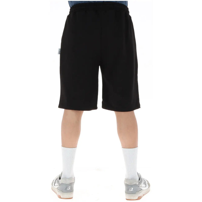 Icon Short en coton noir pour homme, avec taille élastiquée à cordon et logo discret sur le côté, vue de face